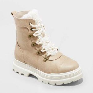 Girls Willa Zipper Lace-Up Combat Shearling Style Boot Size 3